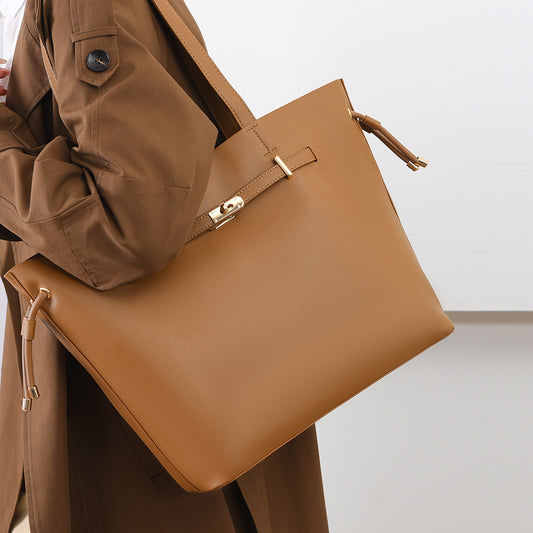 Minimalist Color-Block Bucket Bag – Playful Tote for Work & Weekend