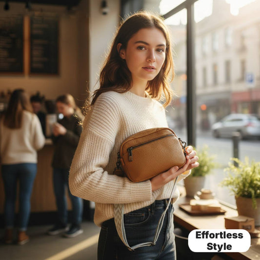 Vintage Lychee Pattern Vegan Leather Crossbody Bag for Women, Casual Square Messenger Bag for Travel & Work, Adjustable Wide Strap Shoulder Bag Fits Smartphone